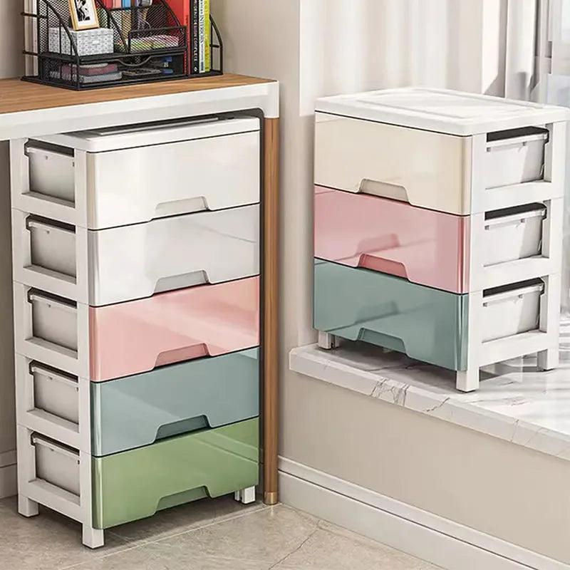 3/4/5/6/7 Layer Drawer Storage Cabinet Storage Organizer with Wheels Multifunction Dustproof Wardrobe
