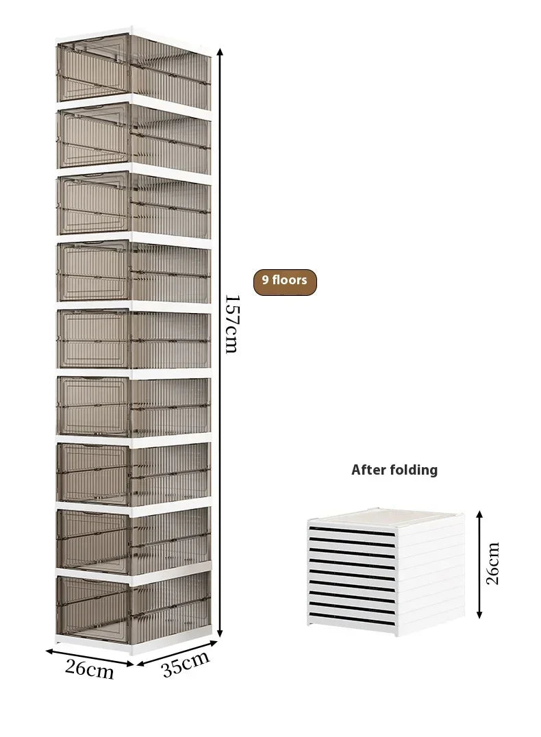 Dustproof 6 Layers Foldable Shoes Box Stackable Transparent Thickened Plastic Bins Sneaker Shoe Organizer Cabinet Organizers
