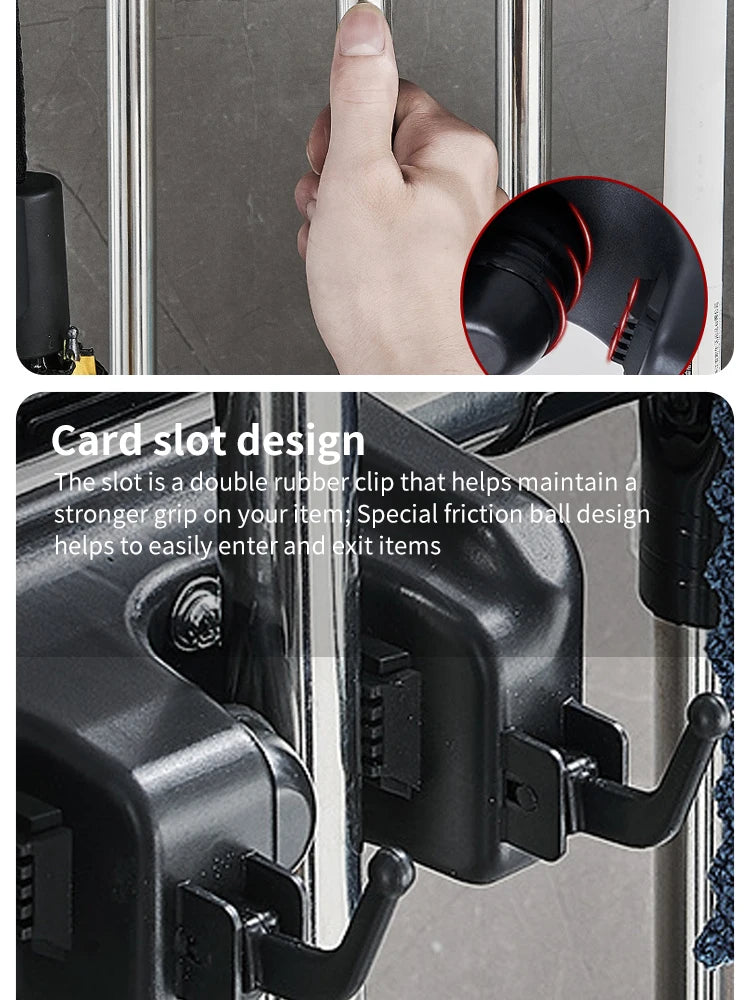 Wall Mounted Mop Holder 3/4/5 Position Multi-Functional