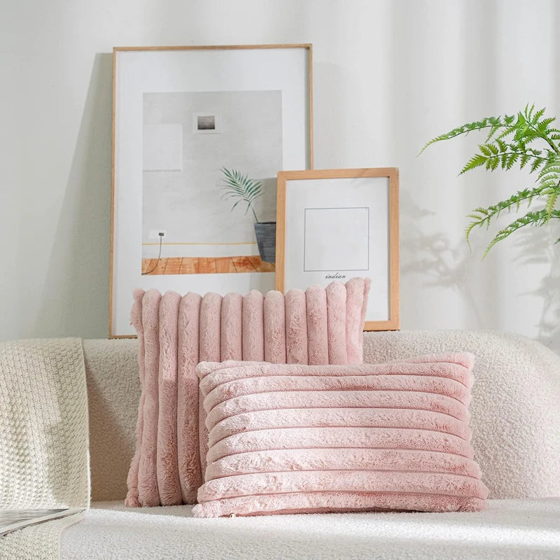 Pillowcase Decorative Home Pillows White Pink Retro Fluffy Soft Throw Pillowcover For Sofa Couch Cushion Cover 45x45 Pillow Hugs
