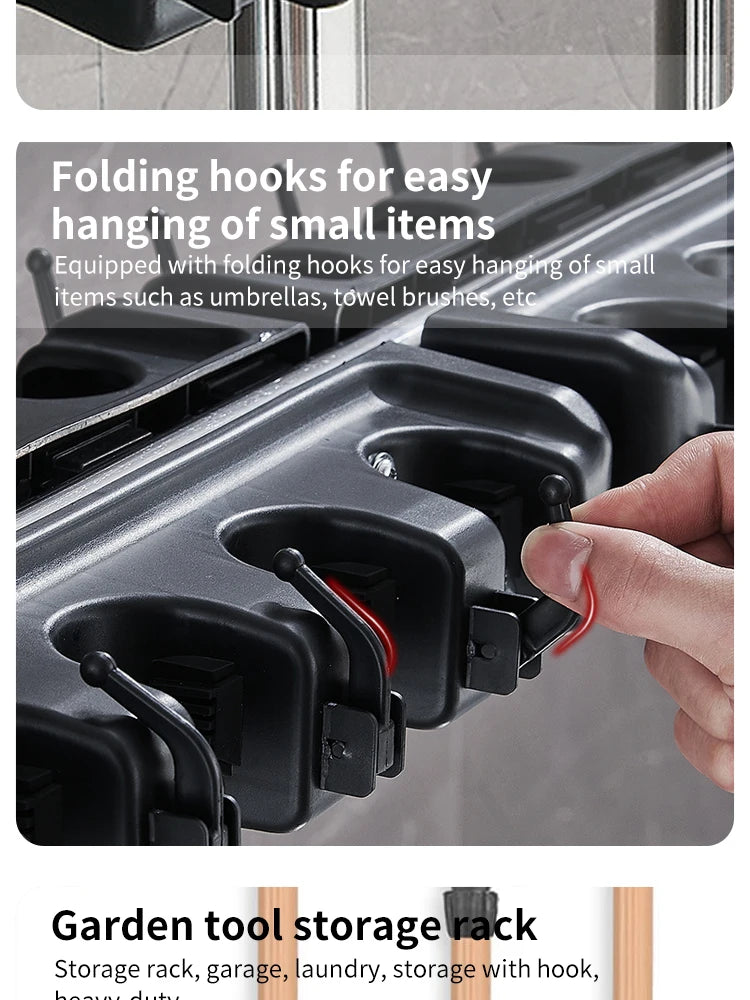 Wall Mounted Mop Holder 3/4/5 Position Multi-Functional