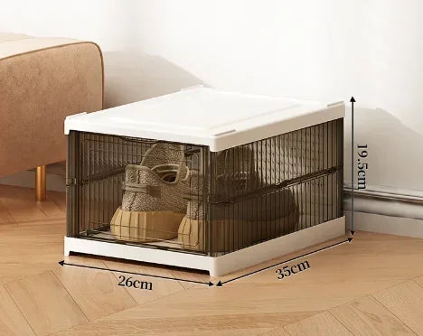 Dustproof 6 Layers Foldable Shoes Box Stackable Transparent Thickened Plastic Bins Sneaker Shoe Organizer Cabinet Organizers