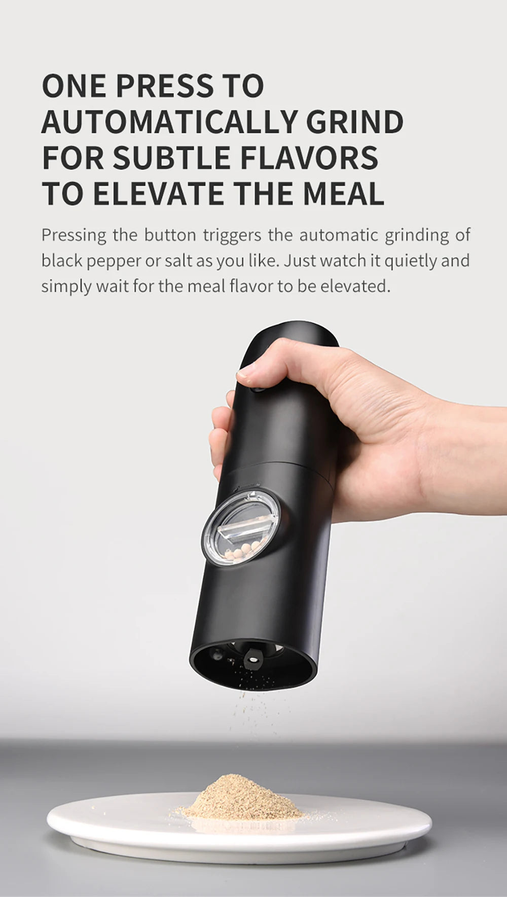 USB rechargeable electric pepper grinder with LED light adjustable thickness salt and pepper grinder kitchen cooking tool