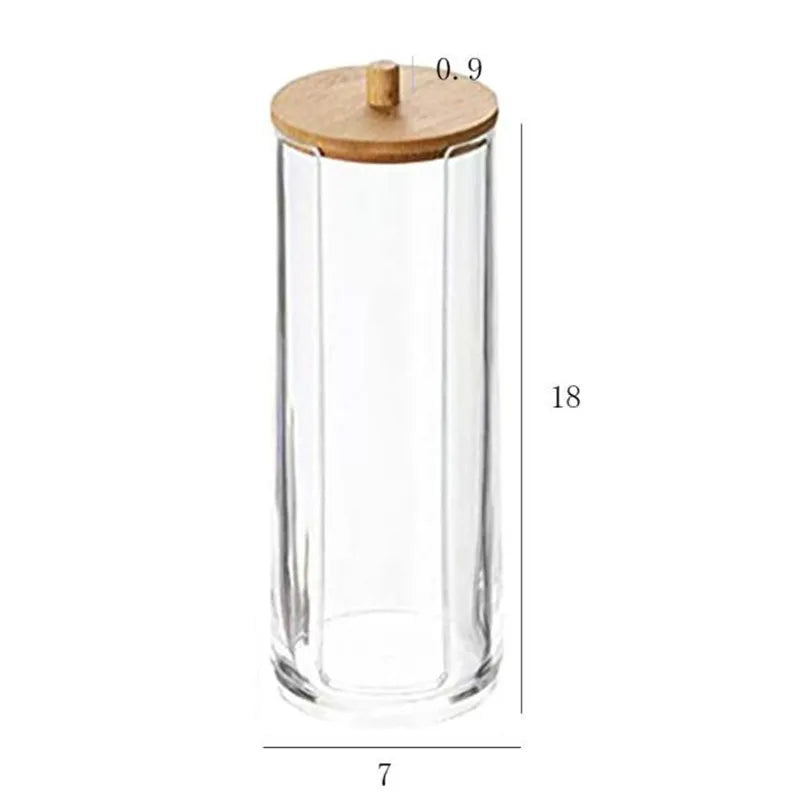 Bamboo Lid Cotton Pad & Swab Storage Box
