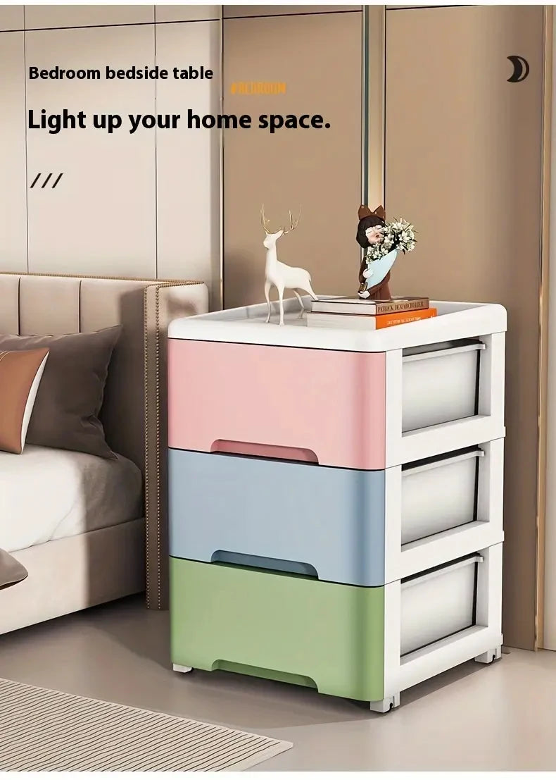 3/4/5/6/7 Layer Drawer Storage Cabinet Storage Organizer with Wheels Multifunction Dustproof Wardrobe