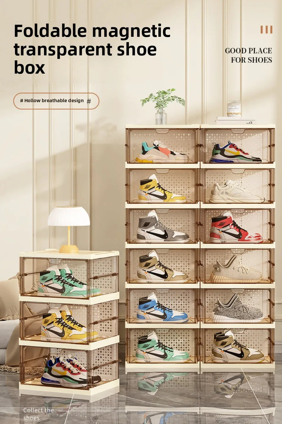 1-9Tier Foldable Dustproof Shoes Box HighTransparent Stackable Thickened Bins with Lids Multi-layer Sneaker Shoe Organizer Boxe