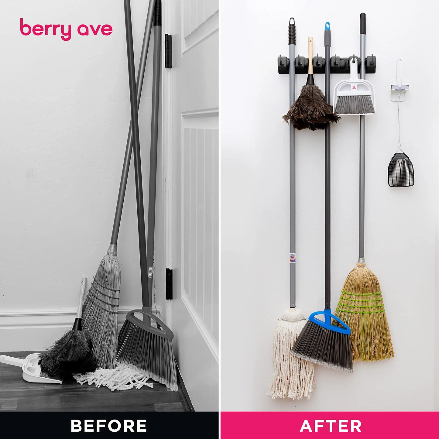 Wall Mounted Mop Holder 3/4/5 Position Multi-Functional