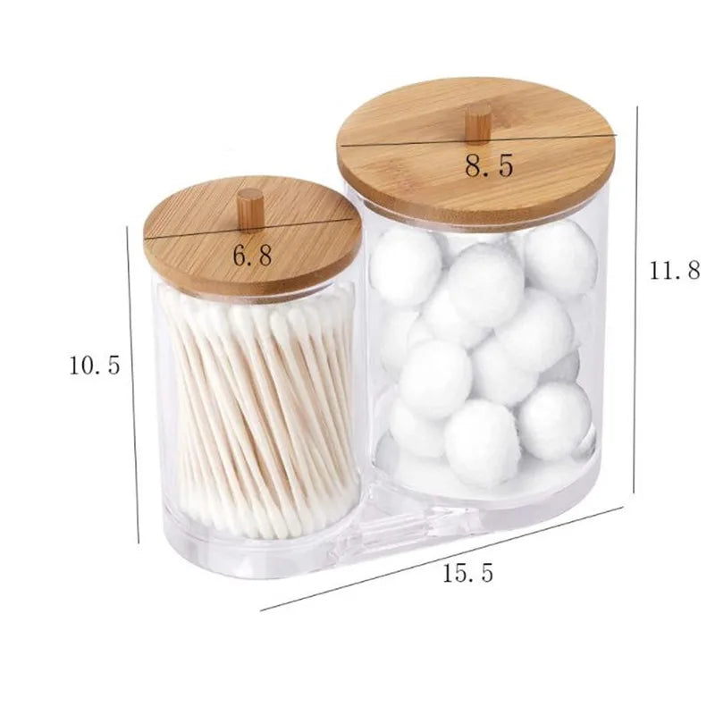Bamboo Lid Cotton Pad & Swab Storage Box