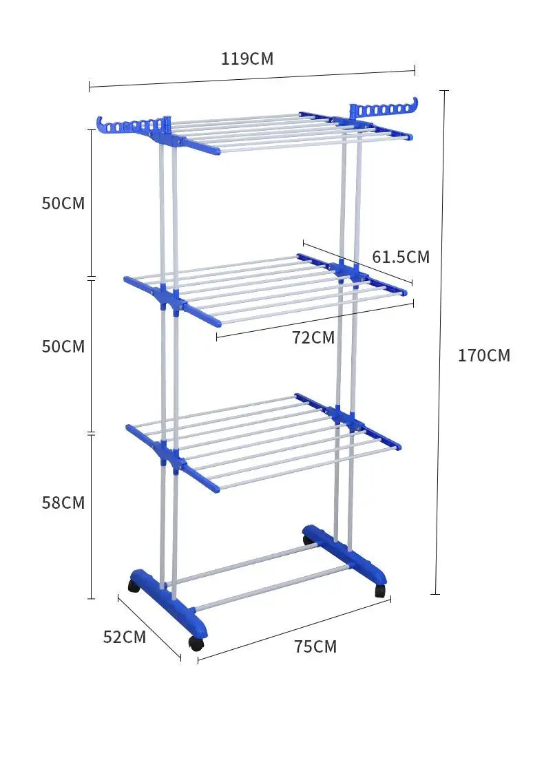 Multifunctional Folding Clothesline with Iron and Towel Holder