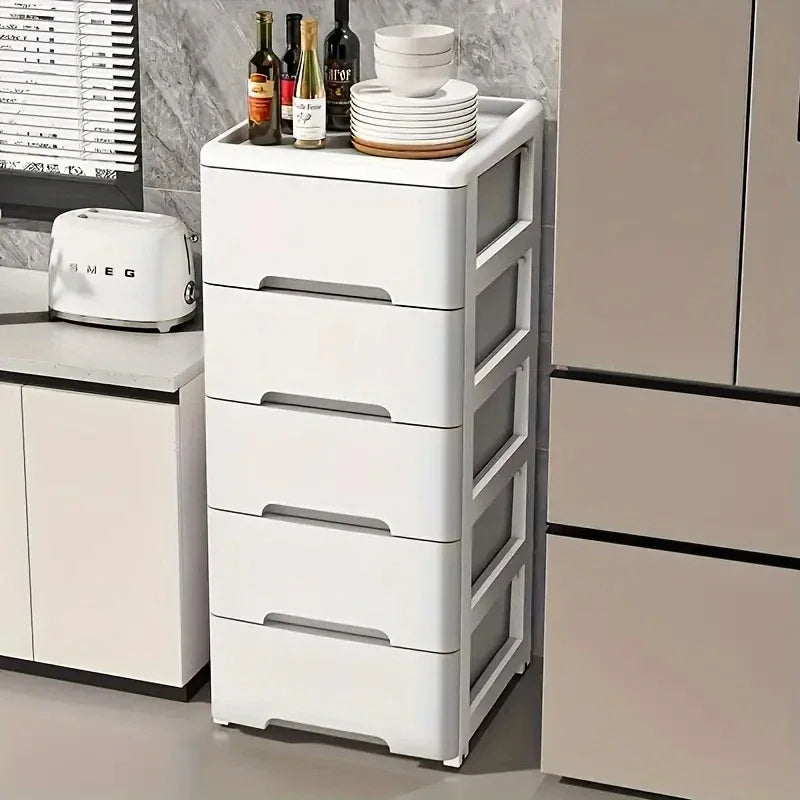 3/4/5/6/7 Layer Drawer Storage Cabinet Storage Organizer with Wheels Multifunction Dustproof Wardrobe