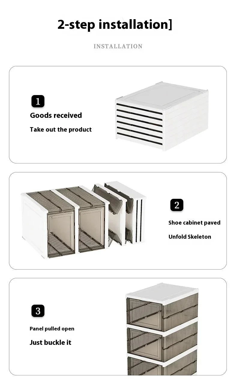 Dustproof 6 Layers Foldable Shoes Box Stackable Transparent Thickened Plastic Bins Sneaker Shoe Organizer Cabinet Organizers