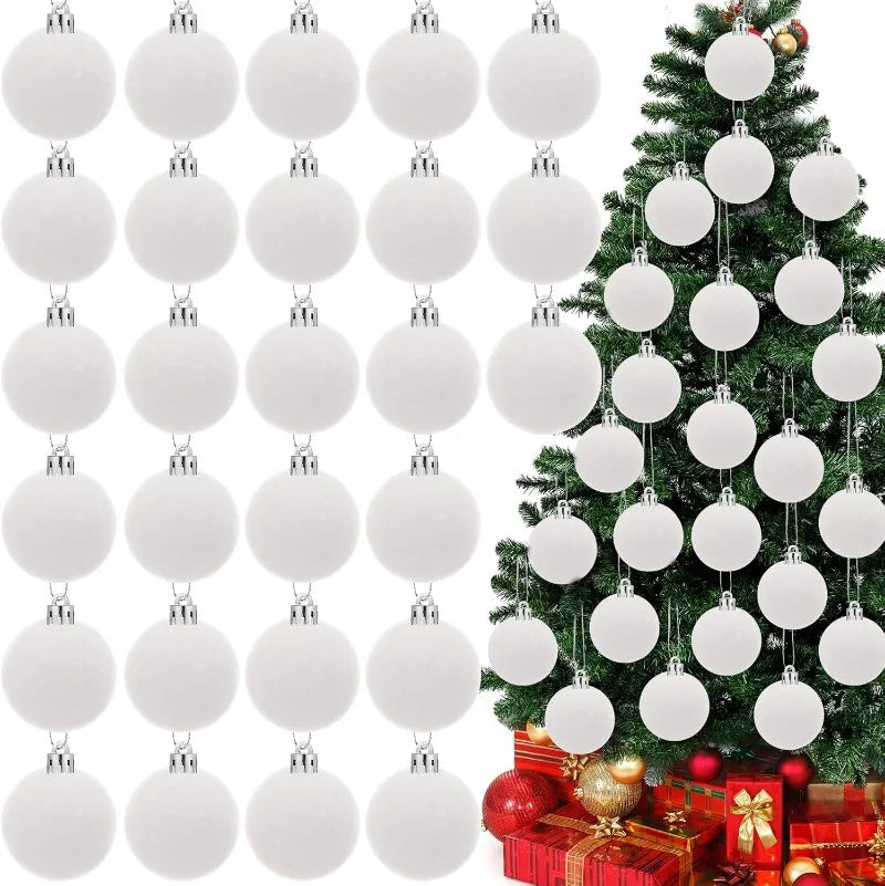 30/1Pcs Wine Red Flocked Xmas Balls Christmas Tree Ornaments Hanging Pendents Velvet Ball Festival Party Home Decor Supplies