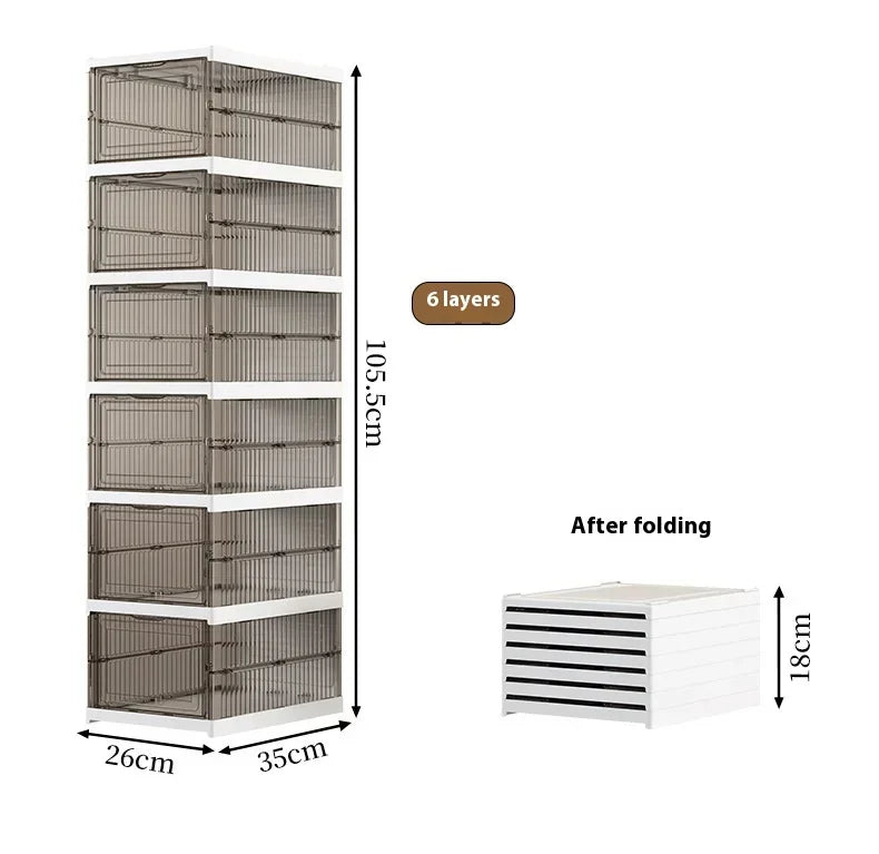 Dustproof 6 Layers Foldable Shoes Box Stackable Transparent Thickened Plastic Bins Sneaker Shoe Organizer Cabinet Organizers