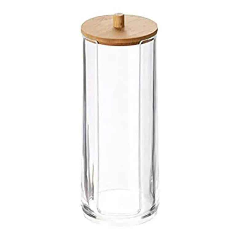 Bamboo Lid Cotton Pad & Swab Storage Box