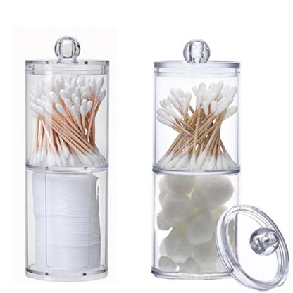 Bamboo Lid Cotton Pad & Swab Storage Box
