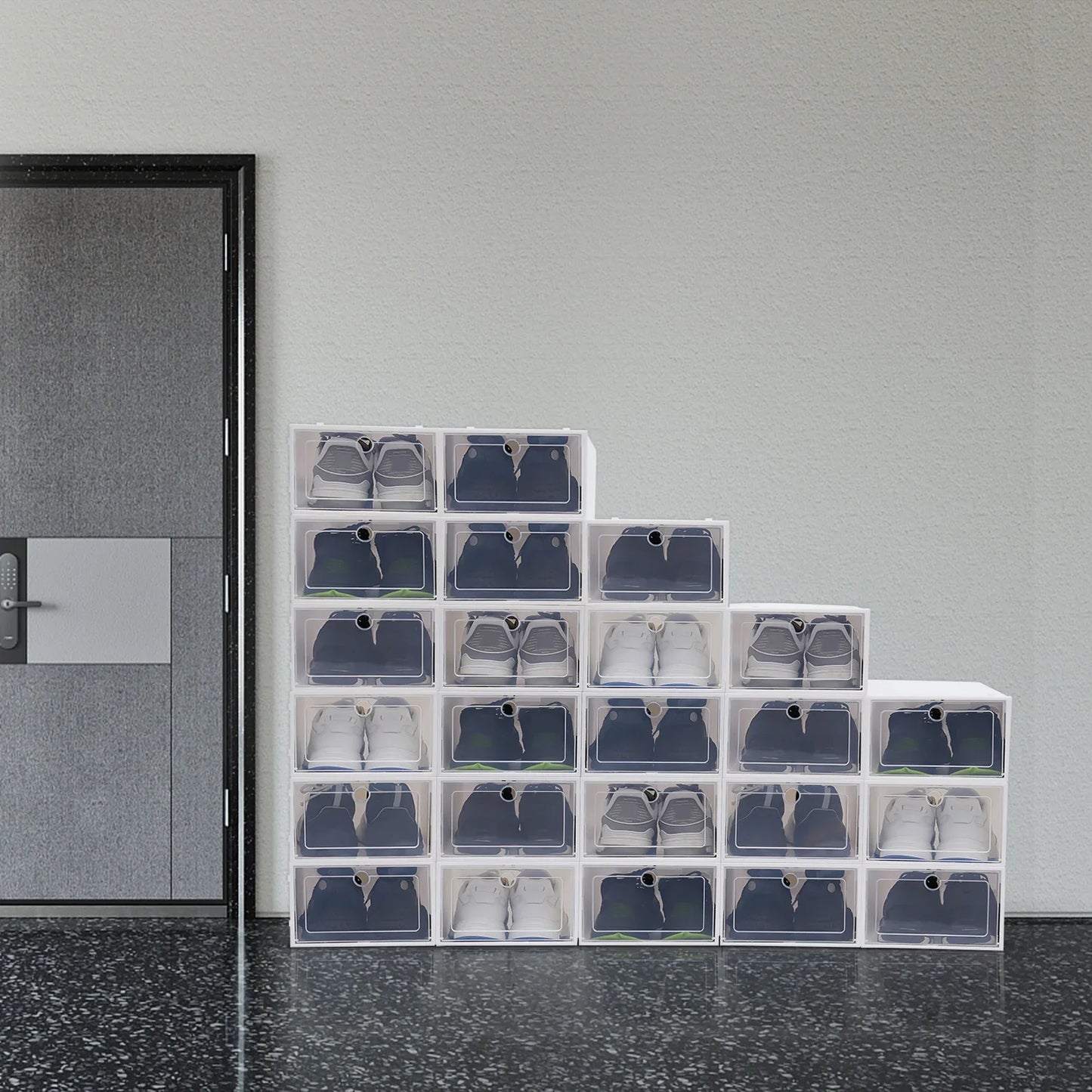 24Pcs Foldable  Shoe Storage Boxes Shoe Box Set Clear Plastic Shoe Rack ABS For Home Organizer Stackable Shoe Boxes