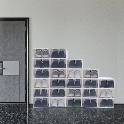 24Pcs Foldable  Shoe Storage Boxes Shoe Box Set Clear Plastic Shoe Rack ABS For Home Organizer Stackable Shoe Boxes