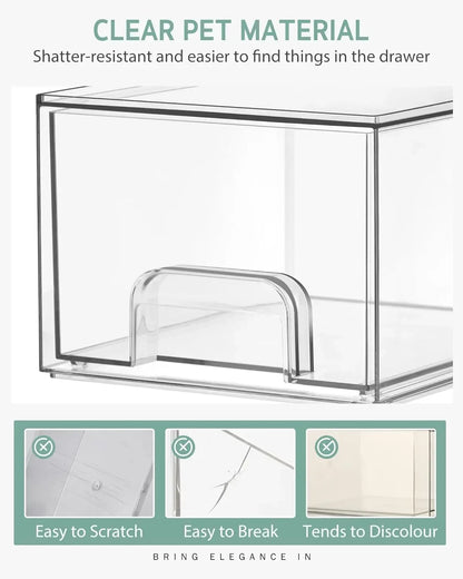 1/2PCS Desk Drawer Organizers Stackable Clear Bathroom Storage Makeup Organizer Acrylic Storage Box Bins Stationery Organizer