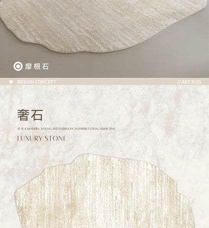 Light Luxury Living Room Decoration Carpet Irregular Shape Rugs for Bedroom Fluffy Soft Marble Plush Rug Thick Anti-slip Floor