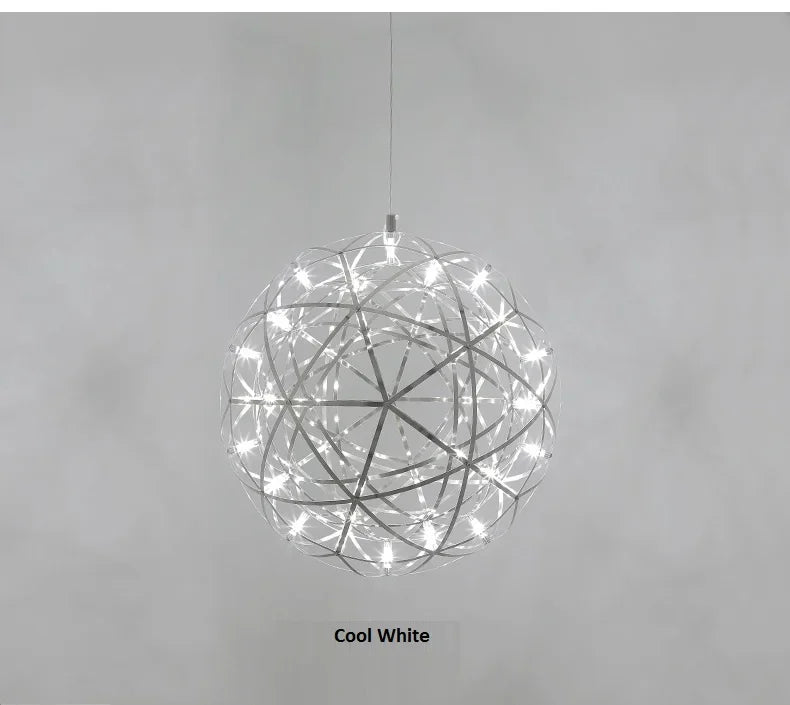 Modern Brief Loft Spark Ball LED Lights Chandelier Fixture Firework Ball Stainless Steel Pendant Lamp Home Deco Lighting 110-240