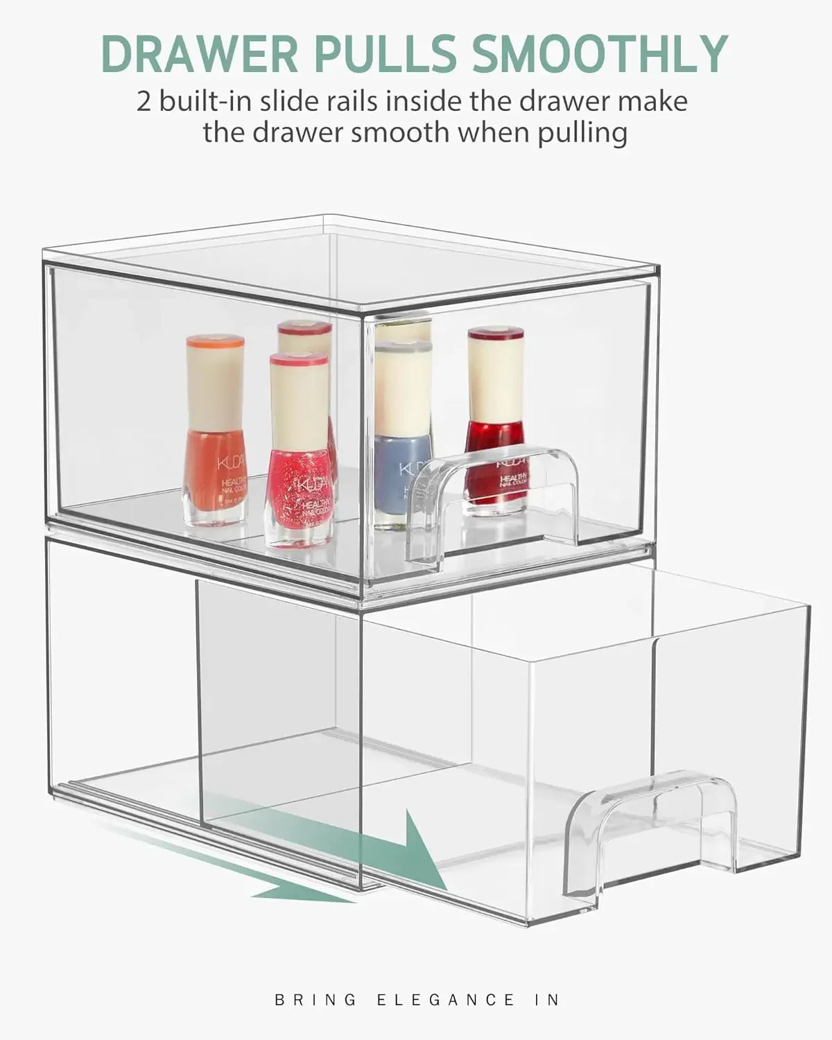 1/2PCS Desk Drawer Organizers Stackable Clear Bathroom Storage Makeup Organizer Acrylic Storage Box Bins Stationery Organizer