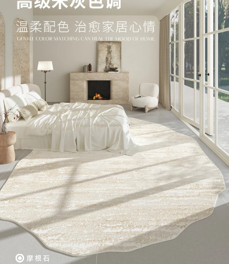 Light Luxury Living Room Decoration Carpet Irregular Shape Rugs for Bedroom Fluffy Soft Marble Plush Rug Thick Anti-slip Floor