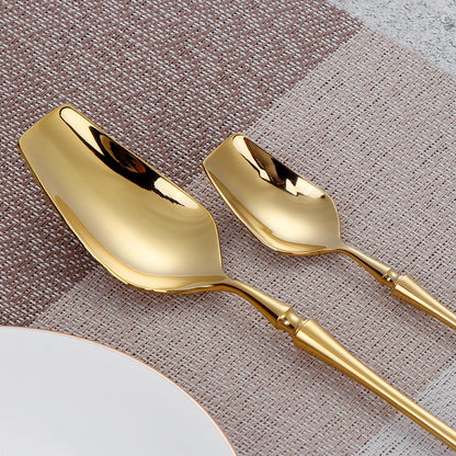 6/16/24Pcs Gold Tableware Stainless Steel 304 Cutlery Matte Dinner Set Western Knife Fork Spoon Mirror Elegant Flatware
