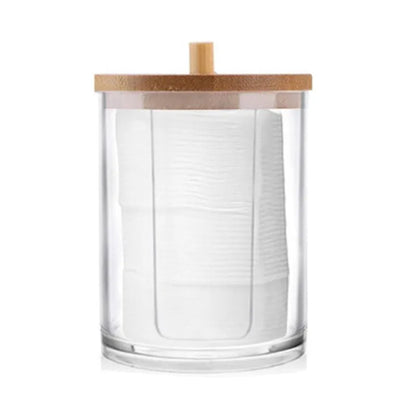 Bamboo Lid Cotton Pad & Swab Storage Box