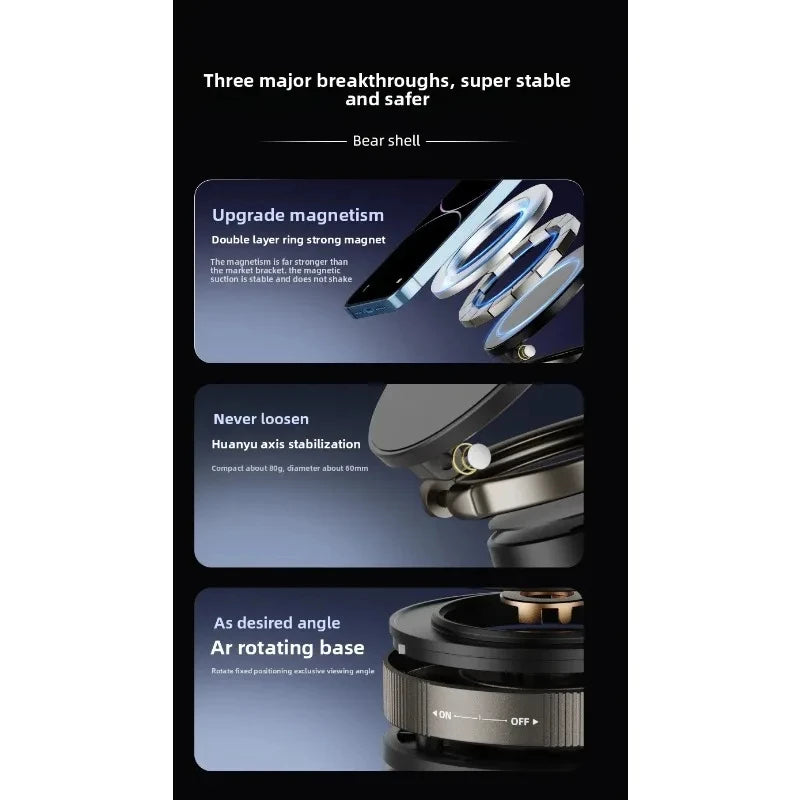 T30 Multi-Use Magnetic Phone Holder – MagSafe, Adjustable Suction Cup with Lock for Car, Mirror & Gym