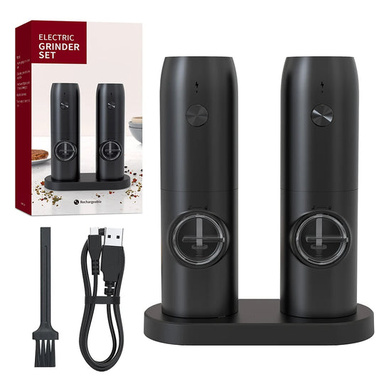 USB rechargeable electric pepper grinder with LED light adjustable thickness salt and pepper grinder kitchen cooking tool