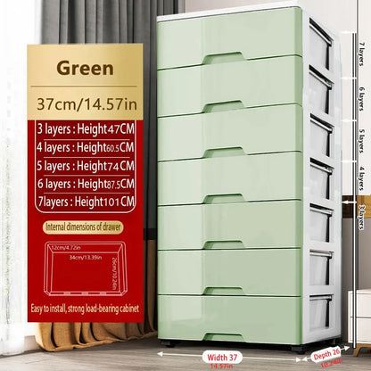 3/4/5/6/7 Layer  Drawer Storage Cabinet Storage Organizer with Wheels Multifunction Dustproof Wardrobe