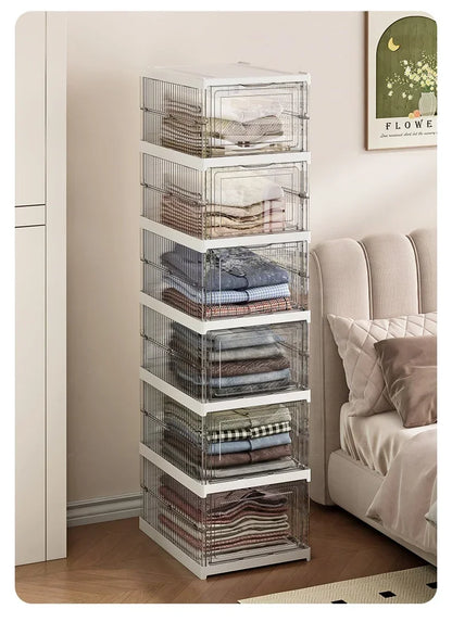 Dustproof 6 Layers Foldable Shoes Box Stackable Transparent Thickened Plastic Bins Sneaker Shoe Organizer Cabinet Organizers