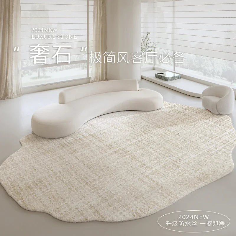 Light Luxury Living Room Decoration Carpet Irregular Shape Rugs for Bedroom Fluffy Soft Marble Plush Rug Thick Anti-slip Floor