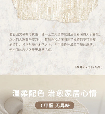 Light Luxury Living Room Decoration Carpet Irregular Shape Rugs for Bedroom Fluffy Soft Marble Plush Rug Thick Anti-slip Floor