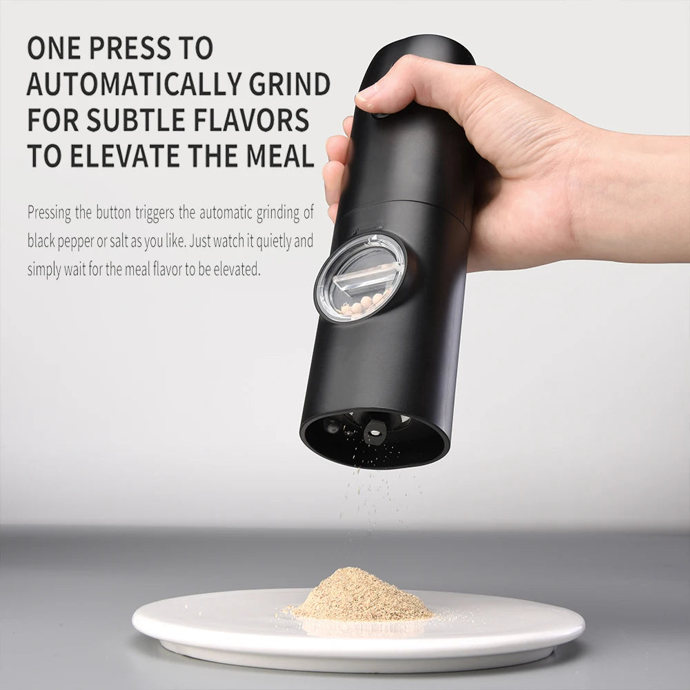 USB rechargeable electric pepper grinder with LED light adjustable thickness salt and pepper grinder kitchen cooking tool