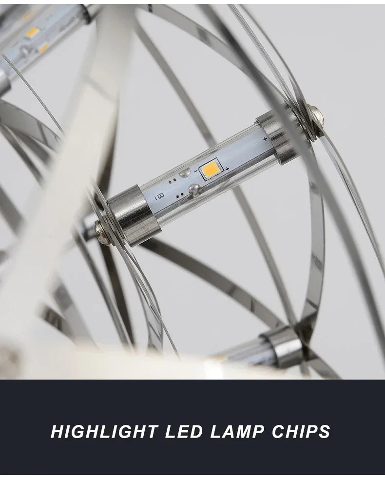 Modern Brief Loft Spark Ball LED Lights Chandelier Fixture Firework Ball Stainless Steel Pendant Lamp Home Deco Lighting 110-240