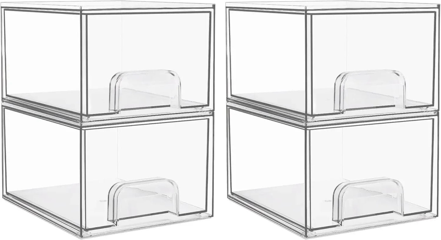 1/2PCS Desk Drawer Organizers Stackable Clear Bathroom Storage Makeup Organizer Acrylic Storage Box Bins Stationery Organizer