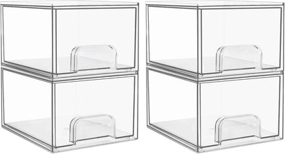 1/2PCS Desk Drawer Organizers Stackable Clear Bathroom Storage Makeup Organizer Acrylic Storage Box Bins Stationery Organizer