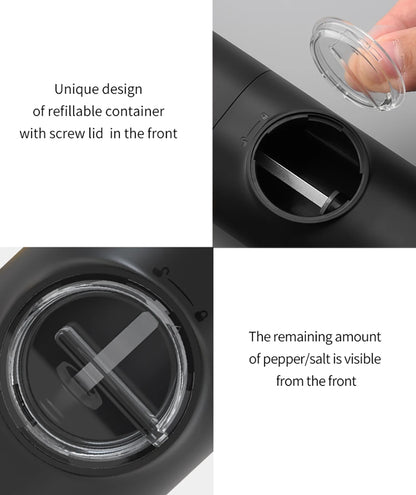 USB rechargeable electric pepper grinder with LED light adjustable thickness salt and pepper grinder kitchen cooking tool