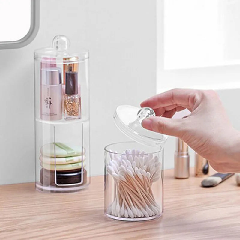 Bamboo Lid Cotton Pad & Swab Storage Box