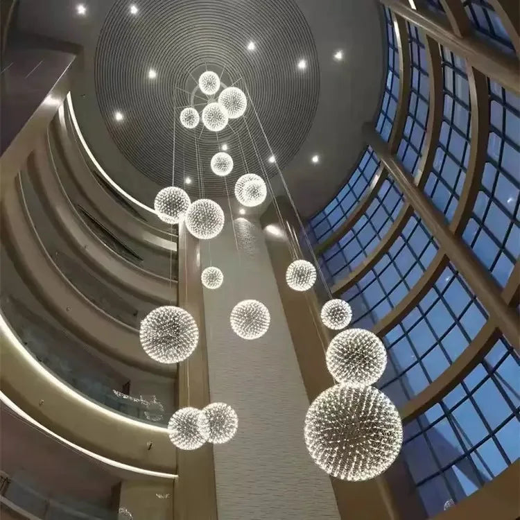 Modern Brief Loft Spark Ball LED Lights Chandelier Fixture Firework Ball Stainless Steel Pendant Lamp Home Deco Lighting 110-240