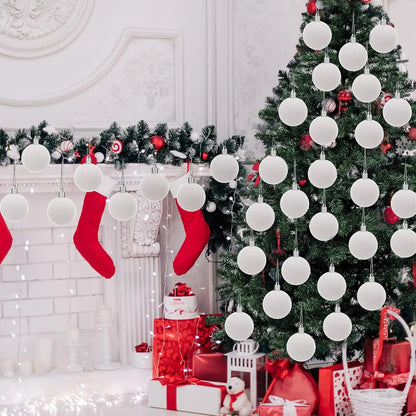 30/1Pcs Wine Red Flocked Xmas Balls Christmas Tree Ornaments Hanging Pendents Velvet Ball Festival Party Home Decor Supplies