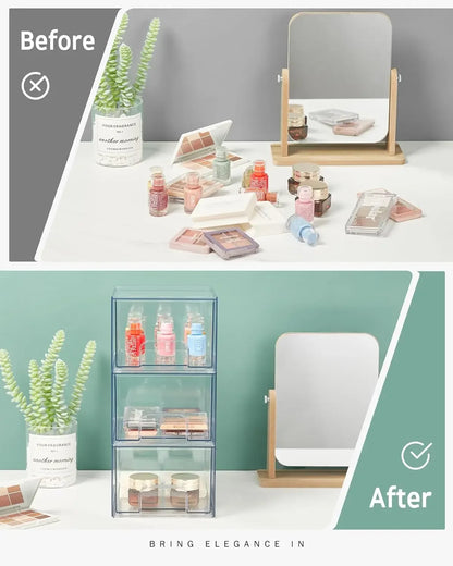 1/2PCS Desk Drawer Organizers Stackable Clear Bathroom Storage Makeup Organizer Acrylic Storage Box Bins Stationery Organizer