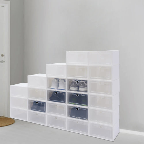 24Pcs Foldable  Shoe Storage Boxes Shoe Box Set Clear Plastic Shoe Rack ABS For Home Organizer Stackable Shoe Boxes