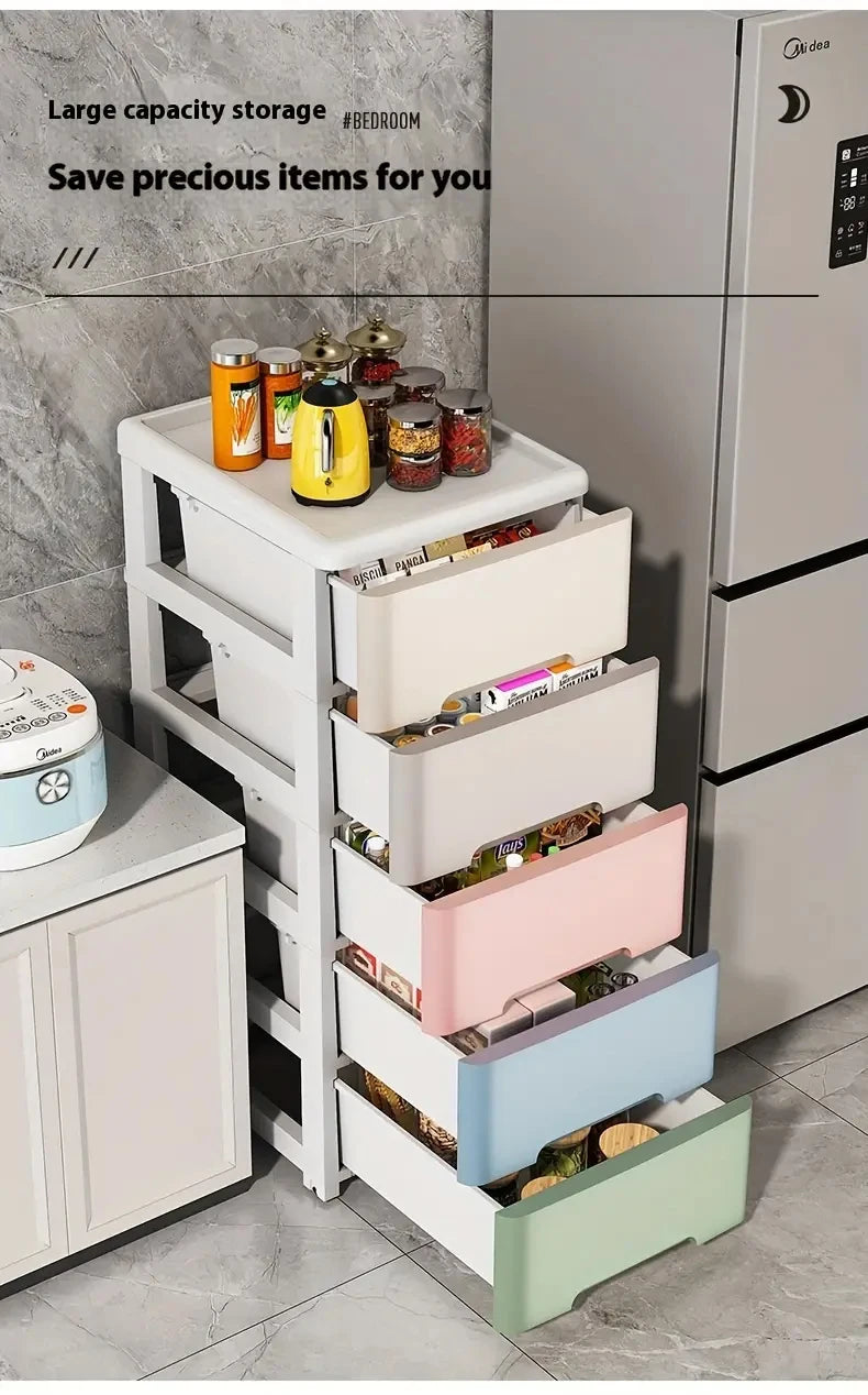 3/4/5/6/7 Layer  Drawer Storage Cabinet Storage Organizer with Wheels Multifunction Dustproof Wardrobe