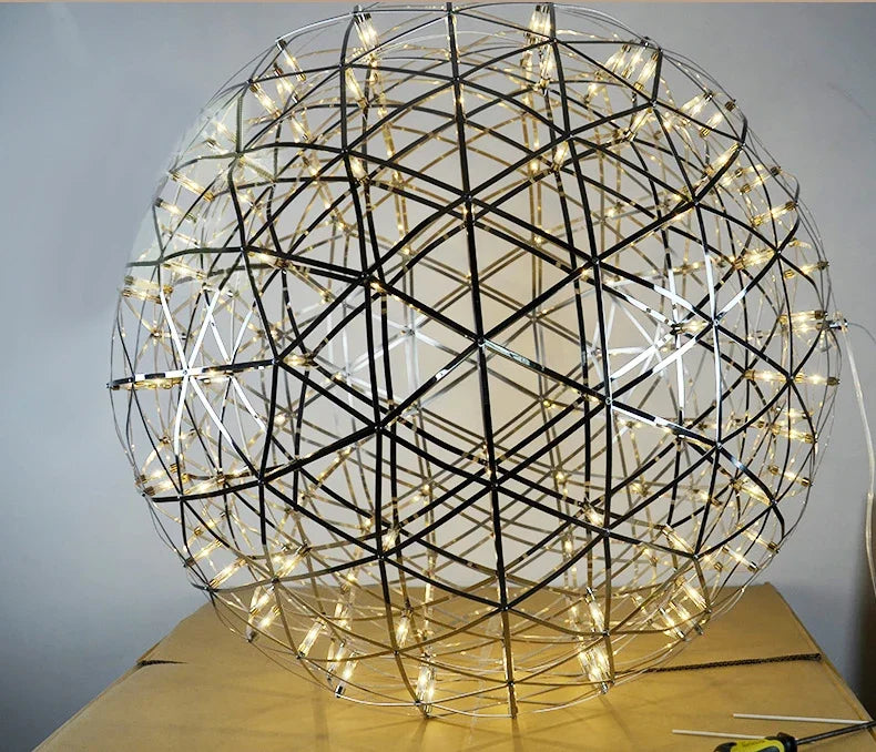 Modern Brief Loft Spark Ball LED Lights Chandelier Fixture Firework Ball Stainless Steel Pendant Lamp Home Deco Lighting 110-240
