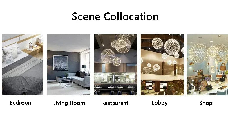 Modern Brief Loft Spark Ball LED Lights Chandelier Fixture Firework Ball Stainless Steel Pendant Lamp Home Deco Lighting 110-240