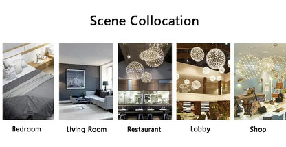 Modern Brief Loft Spark Ball LED Lights Chandelier Fixture Firework Ball Stainless Steel Pendant Lamp Home Deco Lighting 110-240