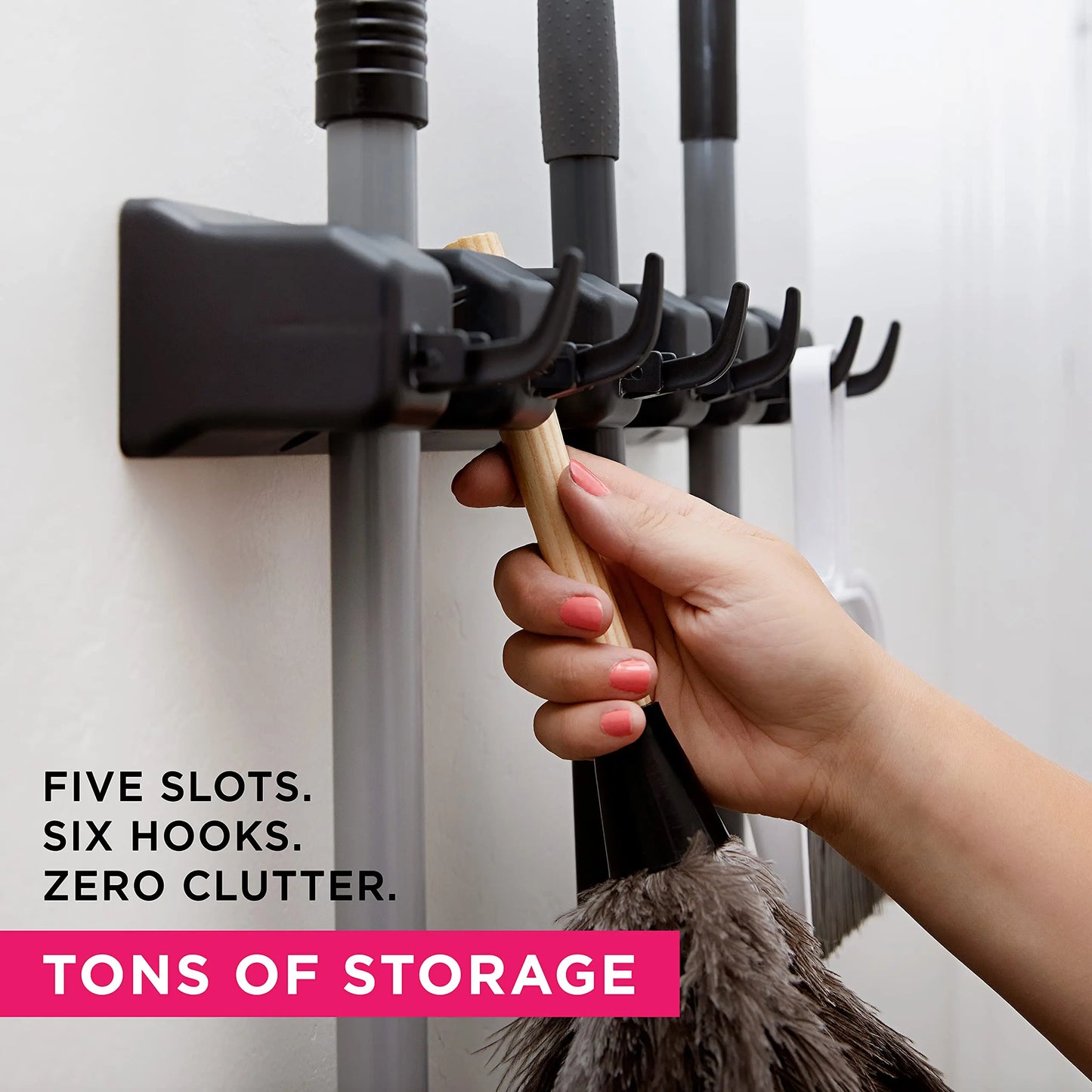 Wall Mounted Mop Holder 3/4/5 Position Multi-Functional