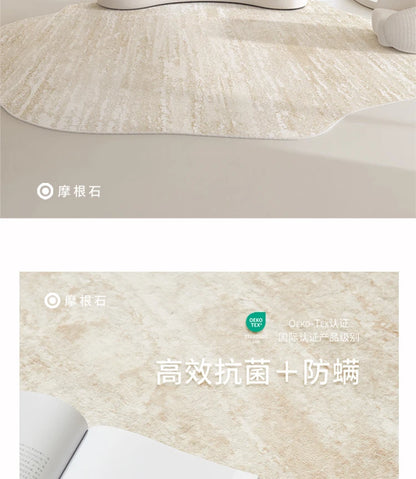 Light Luxury Living Room Decoration Carpet Irregular Shape Rugs for Bedroom Fluffy Soft Marble Plush Rug Thick Anti-slip Floor